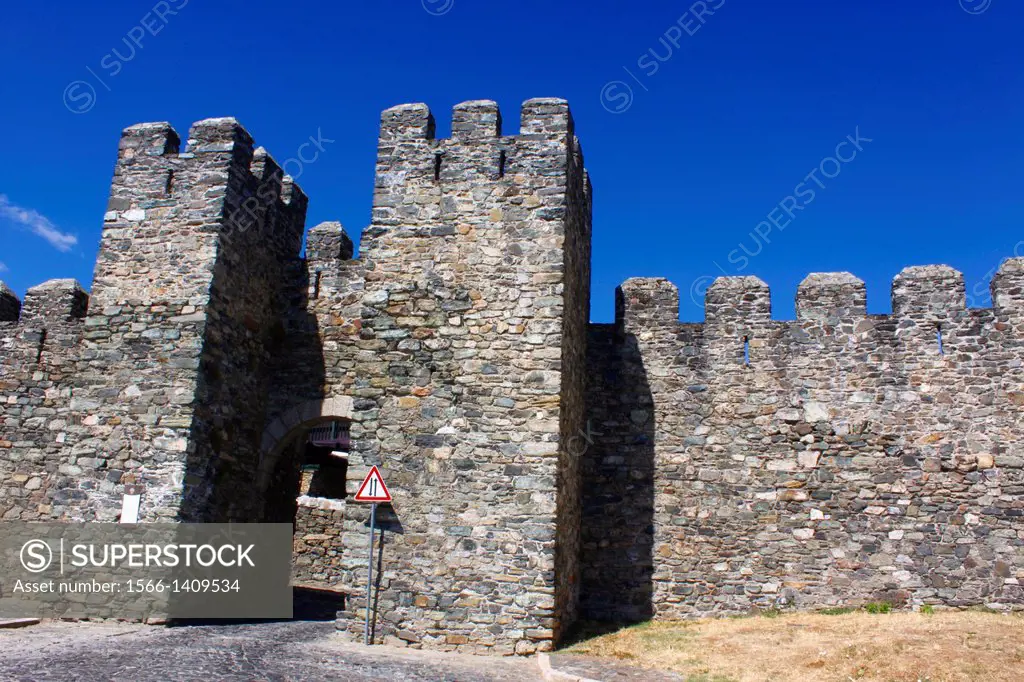 Entrance to the old town of the Castle of Braganca, Portugal.