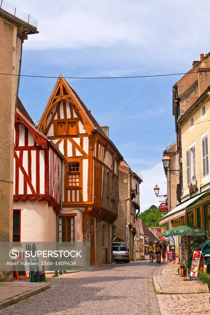 The main street in the village of Noyers sur Serein.