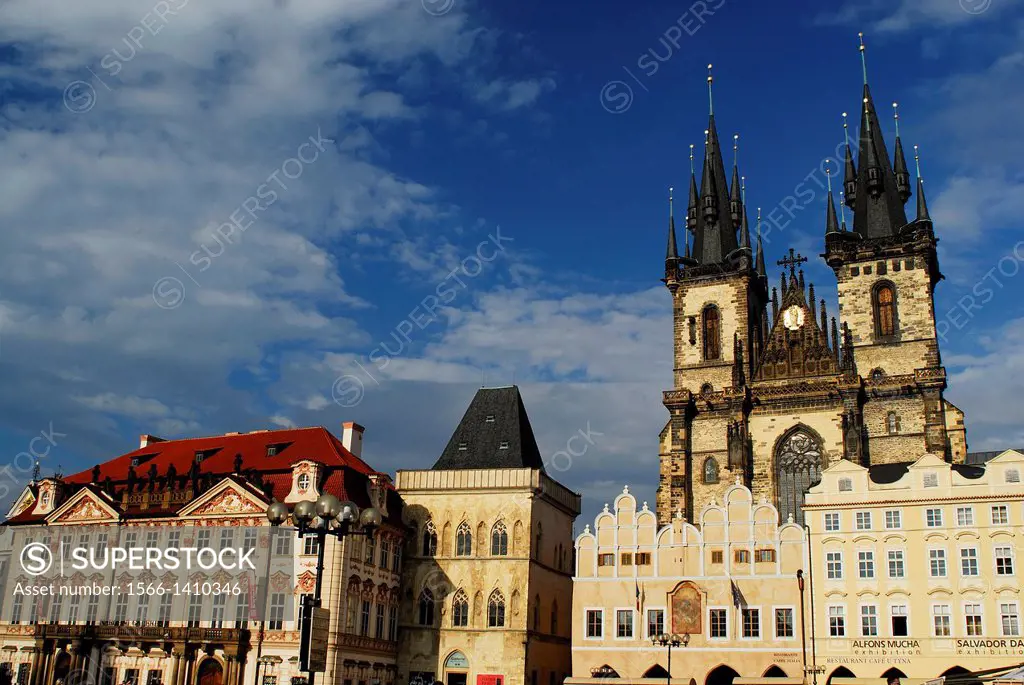 Church of Our Lady before Týn in Old City square, Prague, Boheme, Czech Republic.
