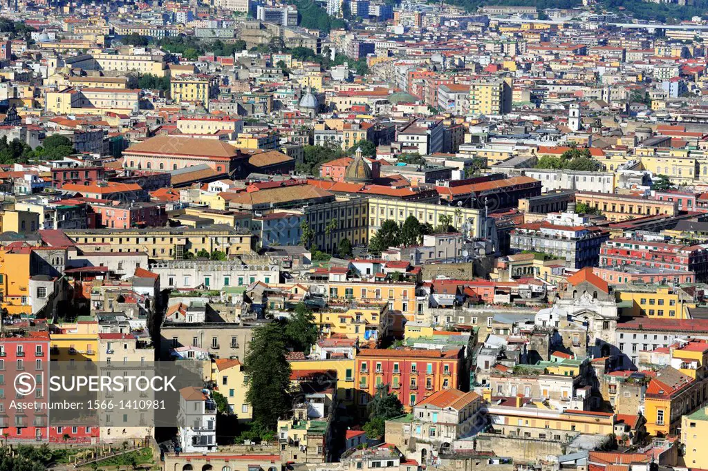 Cityscape from Vomero hill, Naples, Campania, Italy.