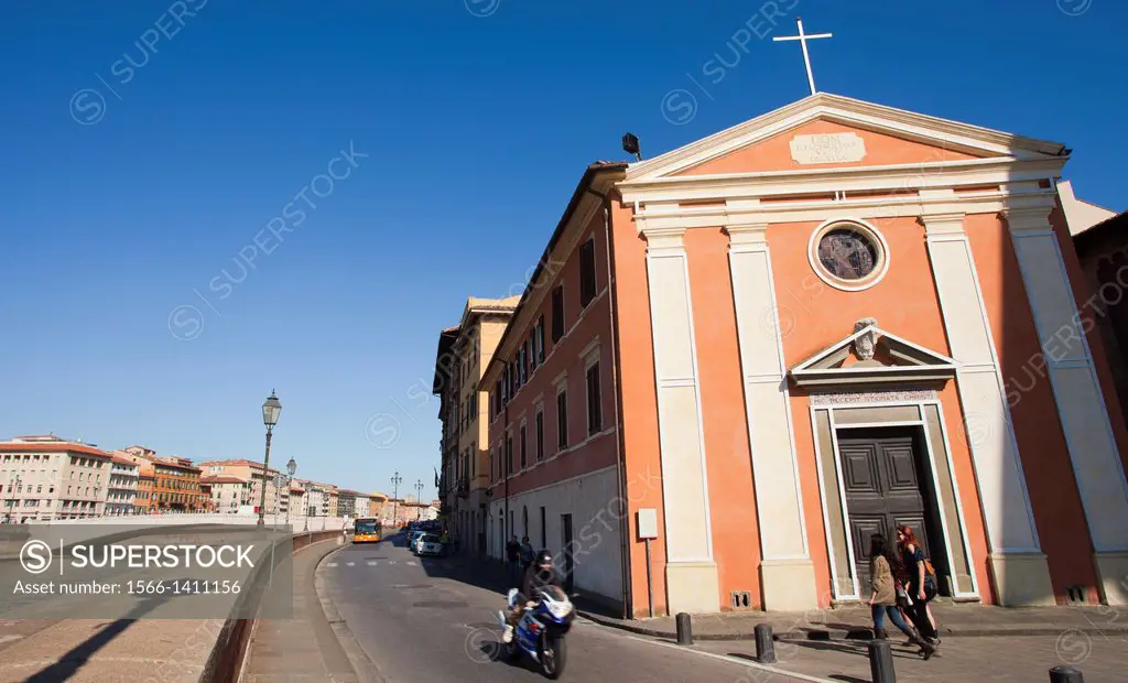 Santa Cristina church, Lungarno Gambacorti Street, Arno River, Pisa, Italy, Europe.