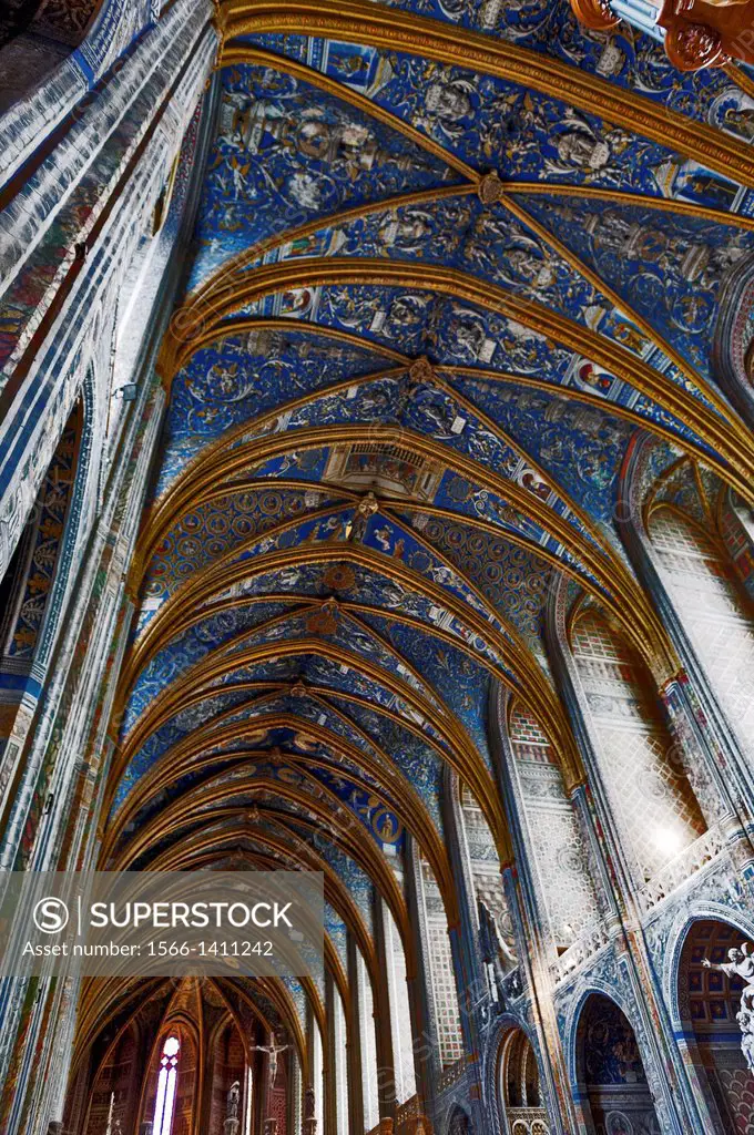Europe, France, Tarn, Albi. Episcopal city, classified as UNESCO World Heritage. Cathedral Sainte-Cecile. The paintings on the vaulted ceilings 1509-1...
