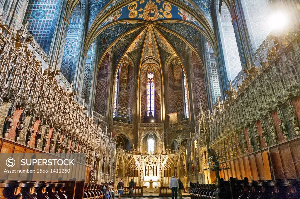 Europe, France, Tarn, Albi. Episcopal city, classified as UNESCO World Heritage. Cathedral Sainte-Cecile. The paintings on the vaulted ceilings 1509-1...
