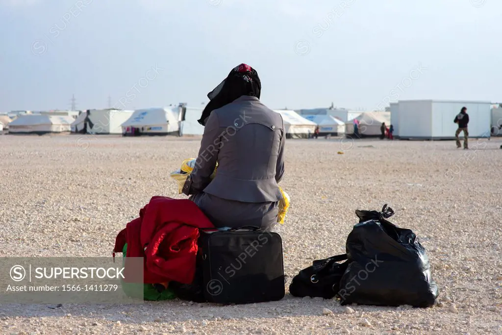 Al Za´atari, Al Mafraq region, Jordan, Middle-East. Every single day new people and families arrive in the UNHCR refugee camp Al Za´atari. However, pe...