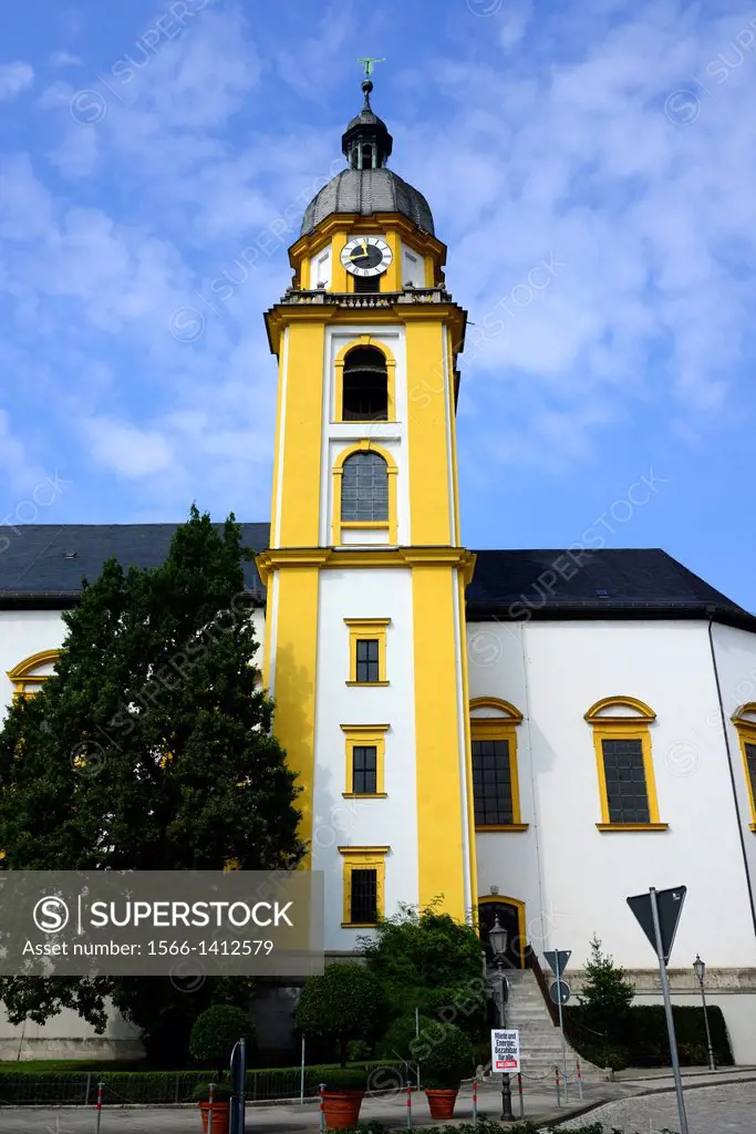 Yellow Clock Tower Kitzingen Germany Bavaria Deutschland DE Bavaria.