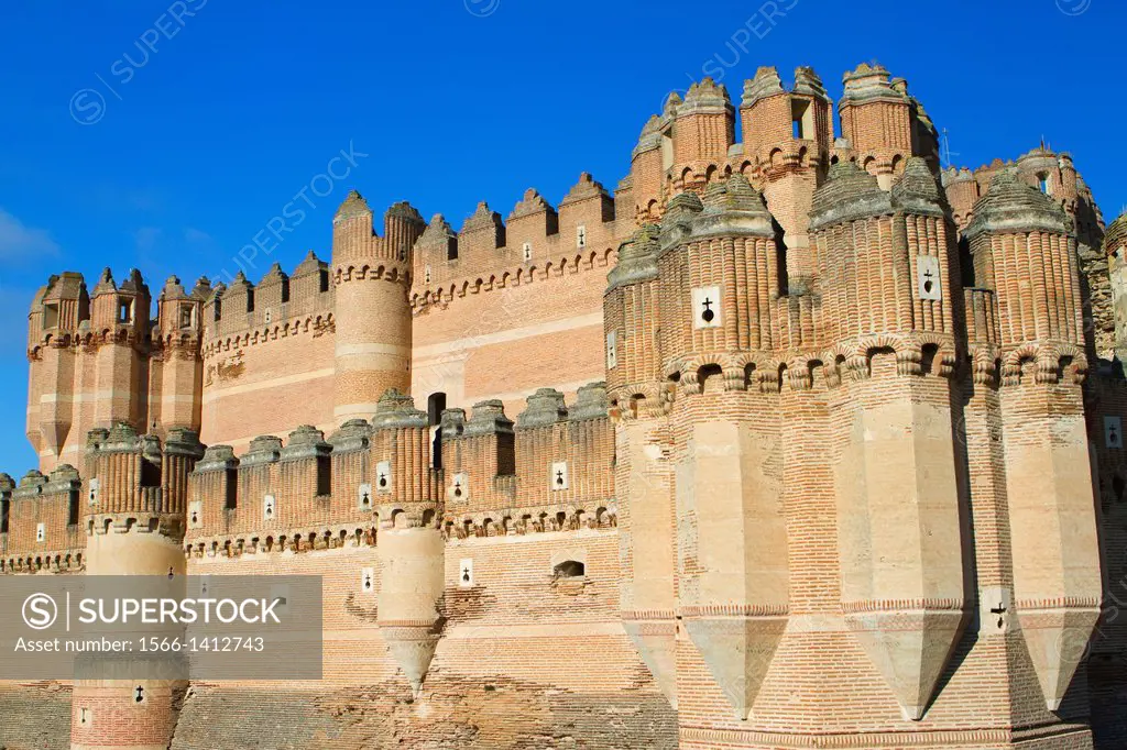 View of Coca castle, declarated National Monument. Segovia province, Castilla y León, Spain.