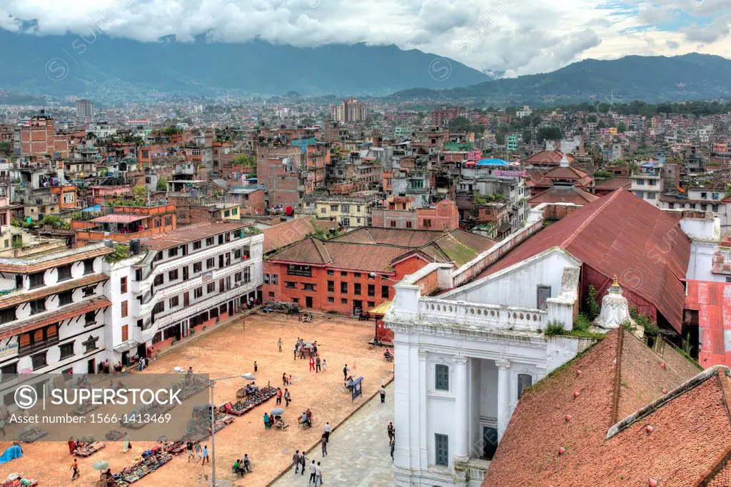 Basantapur square, Cityscape from Hanuman Dhoka Royal Palace Complex, Kathmandu, Nepal.