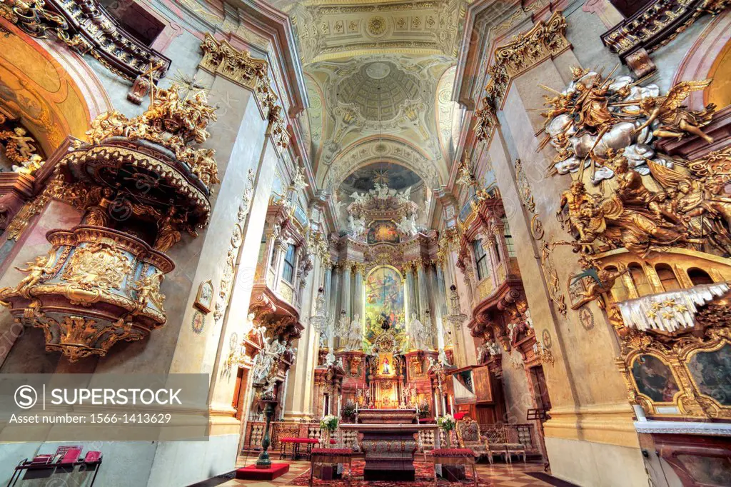 Interior of Peterskirche, St. Peter´s Church (1733) Vienna, Austria.
