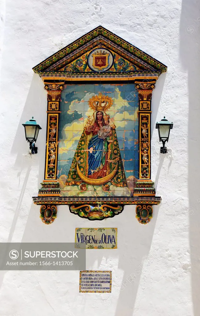 Maiolica icon of Virgen de la Oliva, Vejer de la Frontera, Cadiz, Andalusia, Spain.