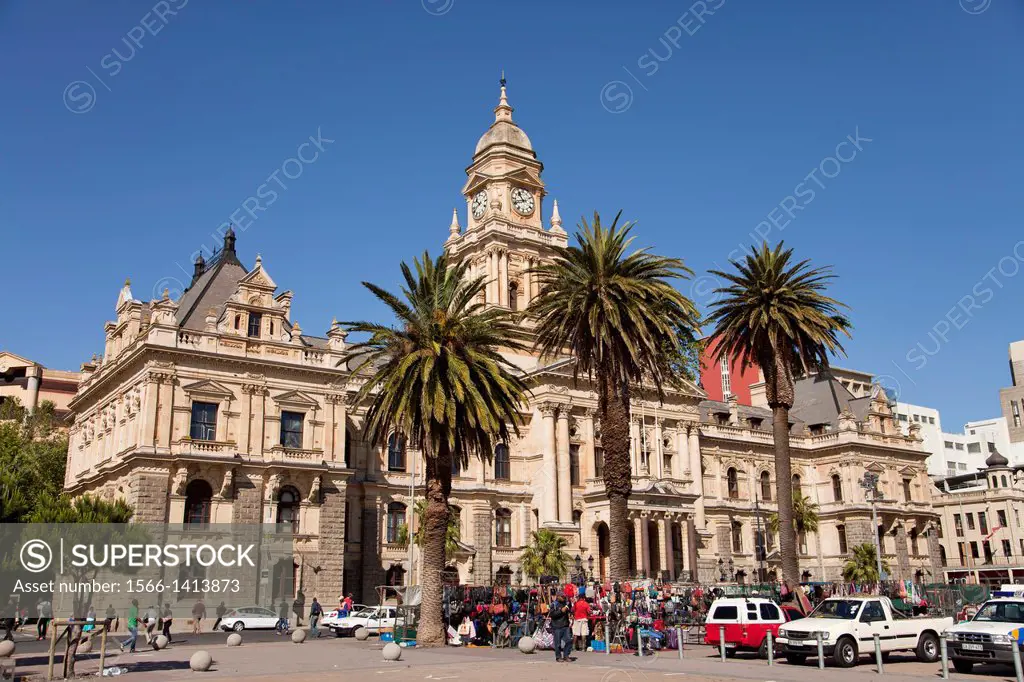 Cape Town City Hall and Grand Parade in Cape Town, Western Cape, South Africa.