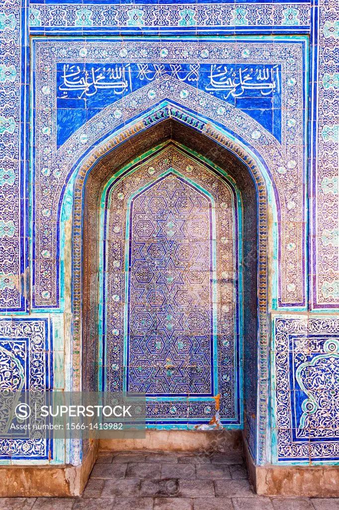 An archway in the Mosque in Kunya Ark, also known as Kohna Ark, Ichan Kala, Khiva, Uzbekistan.