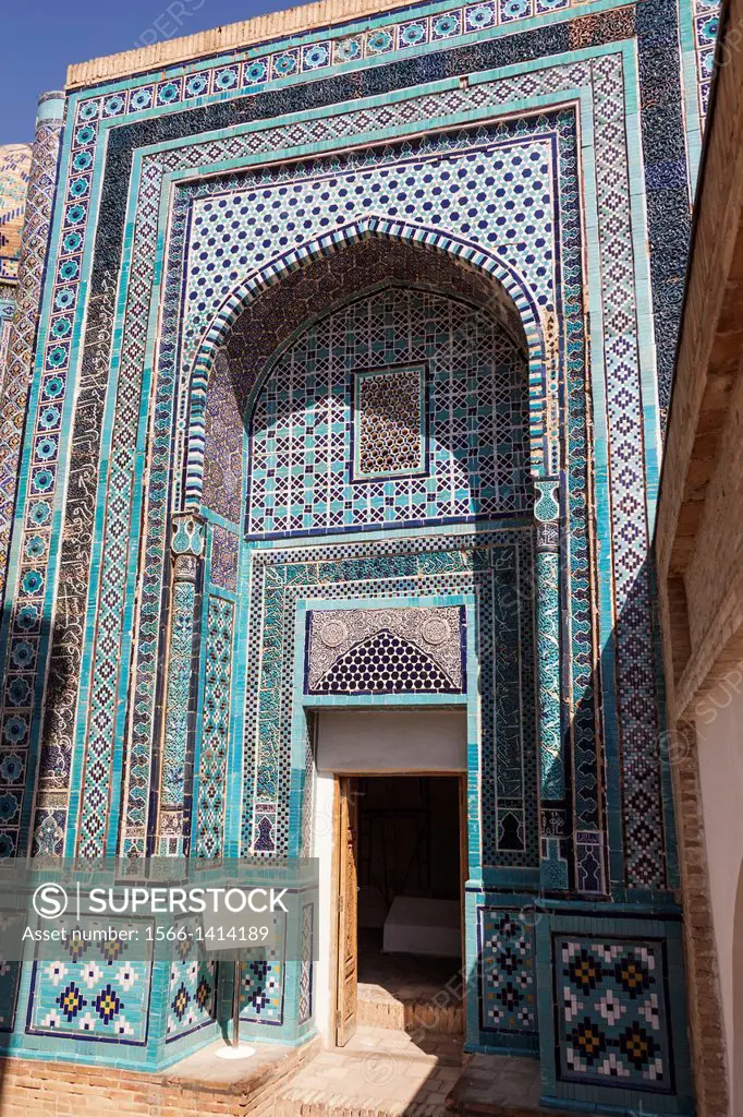 Tugli Tekin Mausoleum, Shah-i-Zinda, also known as Shah I Zinda and Shah-i Zinda, Samarkand, Uzbekistan.