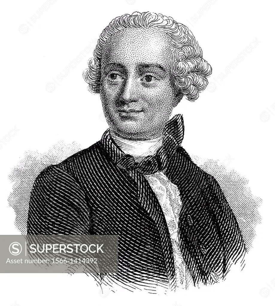 Jean-Baptiste le Rond, or D´Alembert, 1717 - 1783, a mathematician, physicist, philosopher of the Enlightenment, and editor.