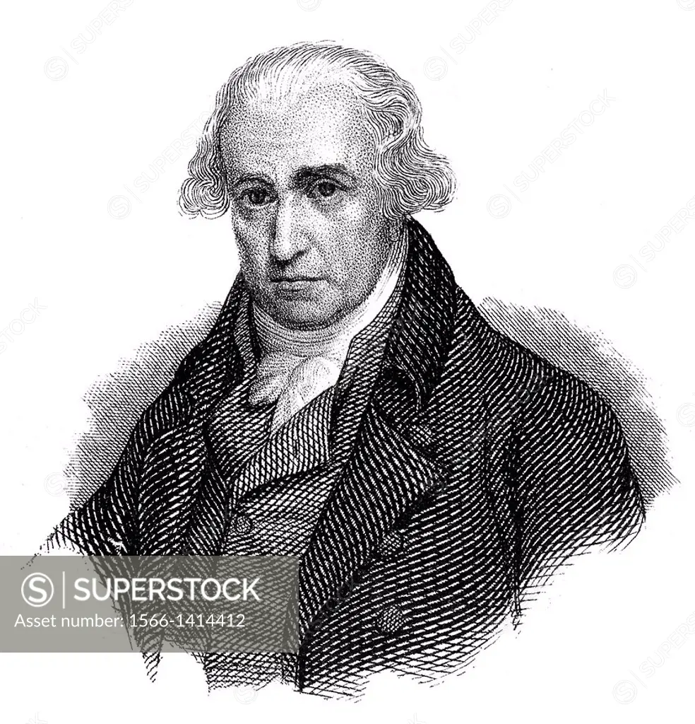 Portait of James Watt, 1736 - 1819, Scottish inventor of the steam engine,.