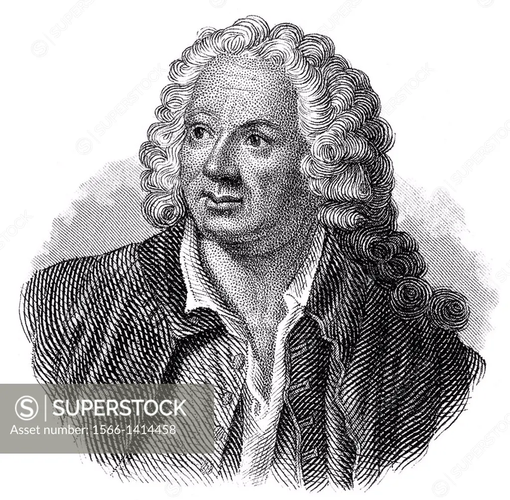 Portait of Jean-Baptiste Rousseau, 1671 - 1741, a French poet,.