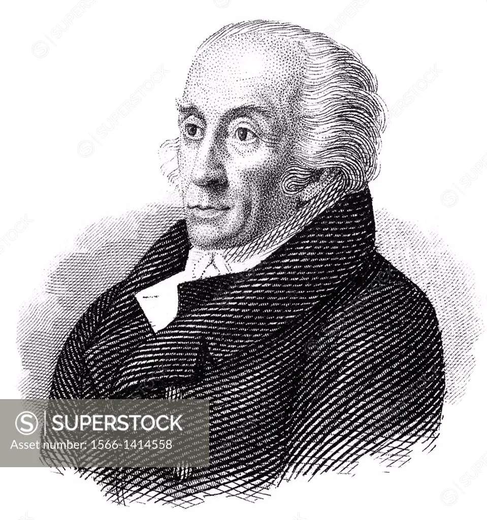 Portrait of Johann Friedrich Blumenbach, 1752 -1840, a German physician, naturalist, physiologist, and anthropologist,.