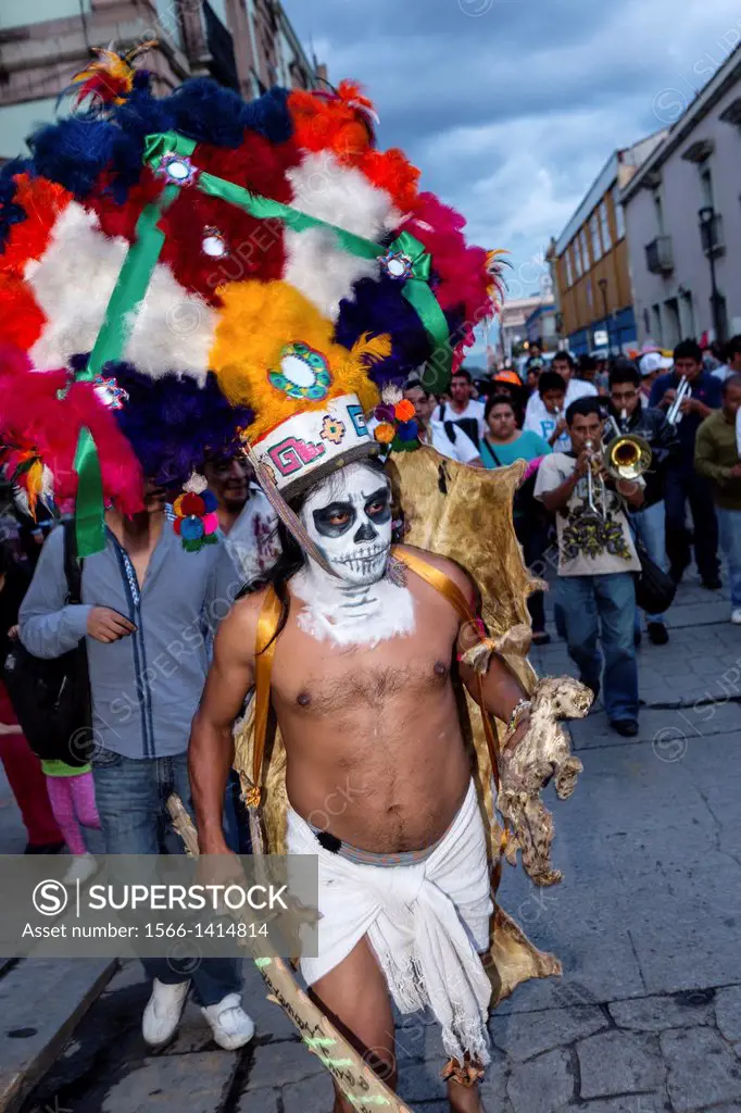Mexicans dressed in costume takes part in the Day of the Dead festival known in spanish as Día de Muertos in Oaxaca, Mexico.