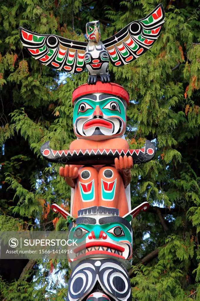 Canada, Vancouver, Stanley Park, totem pole, aboriginal art,.