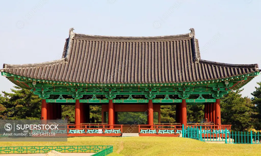 South Korea, Gyeongju, Anapji Pond, pavilion,.