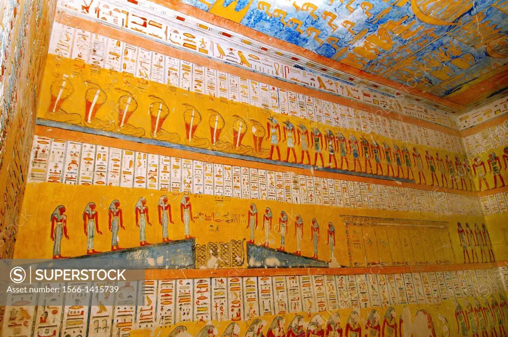 The Interior of Ramesses IV´s KV2 royal tomb, East Valley of the Kings, Luxor (Thebes), Egypt, Africa.