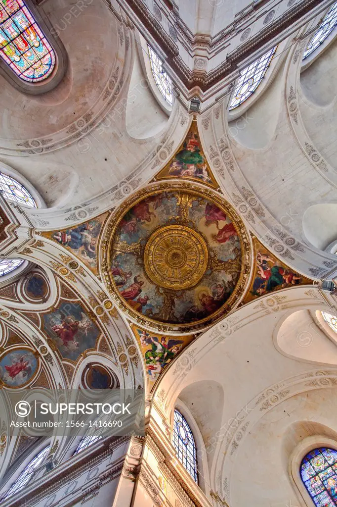 Painted ceiling of l´Eglise Saint Roch in Paris.