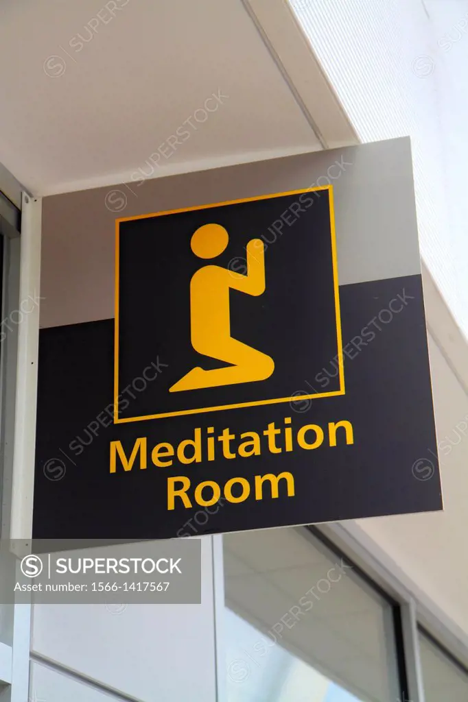 New Jersey, Newark, Newark Liberty International Airport, EWR, terminal, concourse, gate area, sign, meditation room,.