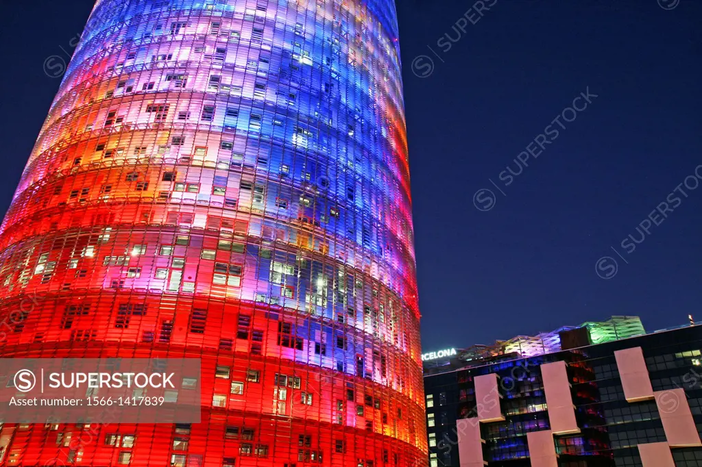 Office building, Torre Agbar, arch. Jean Nouvel, 2005, Barcelona, Catalonia, Spain