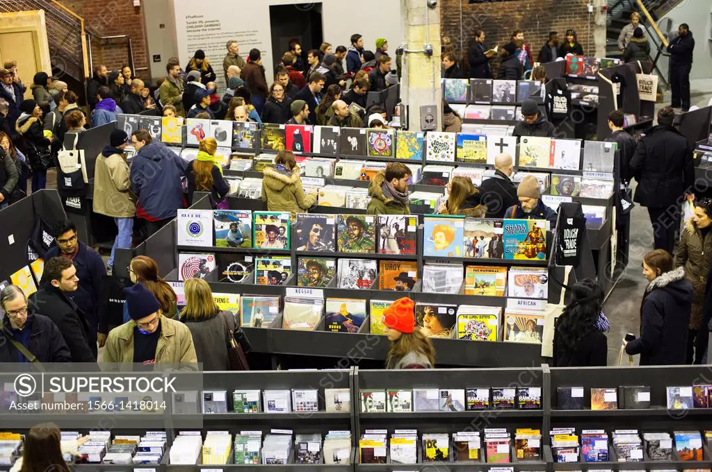 The newly opened Rough Trade NYC record store in the Williamsburg neighborhood of Brooklyn in New York. The 15, 000 square foot store in the hipster n...