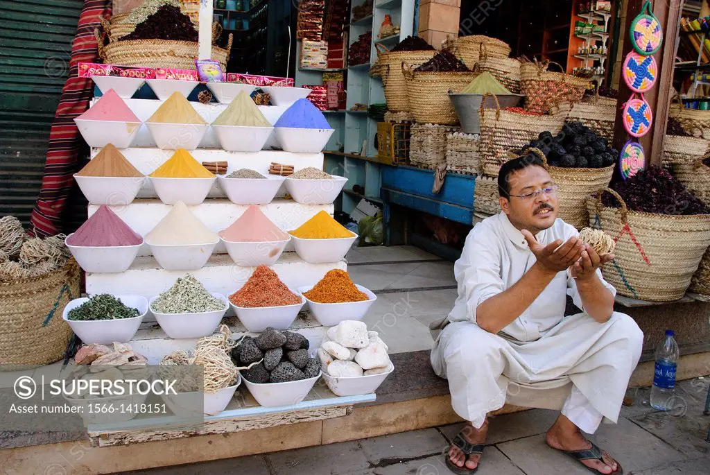 Spice shopkeeper - Aswan, Upper Egypt.