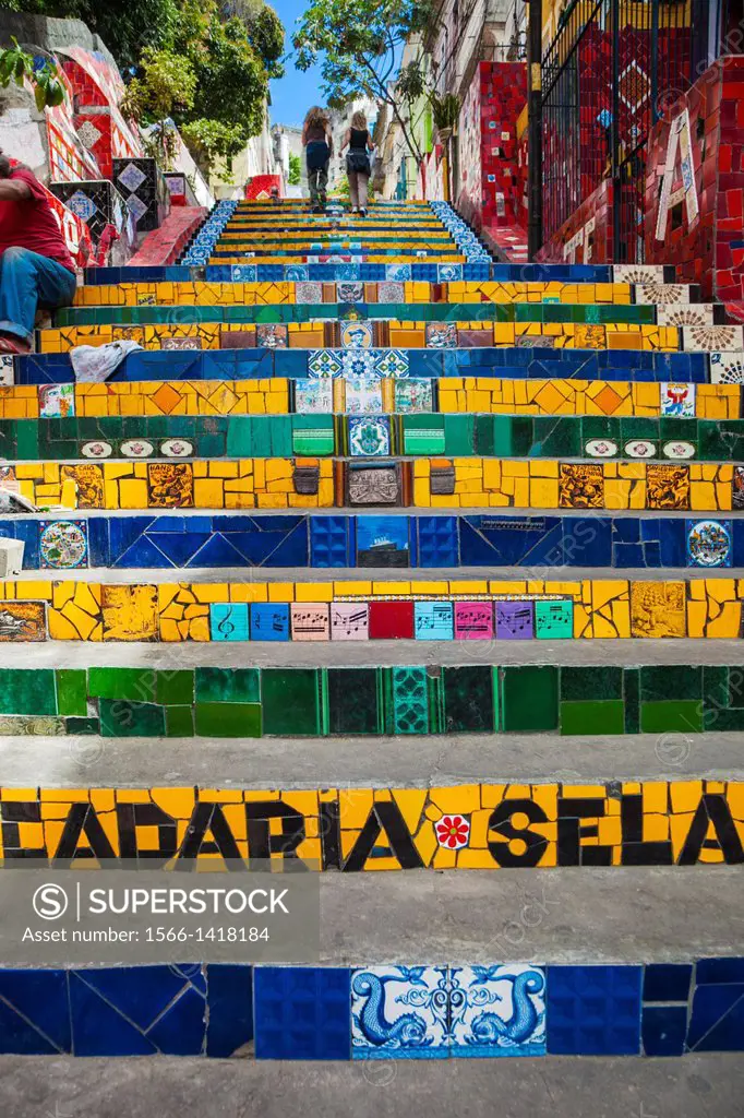 Escadaria Selaron stairs, Lapa District, Rio de Janeiro, Brazil