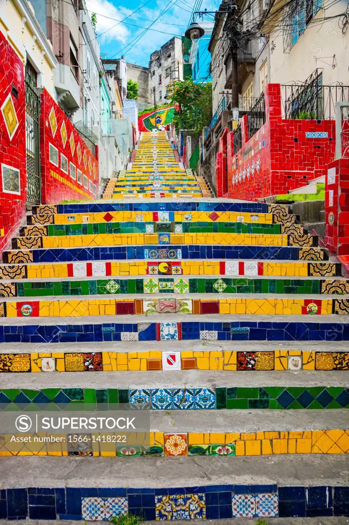 Escadaria Selaron stairs, Lapa district, Rio de Janeiro, Brazil