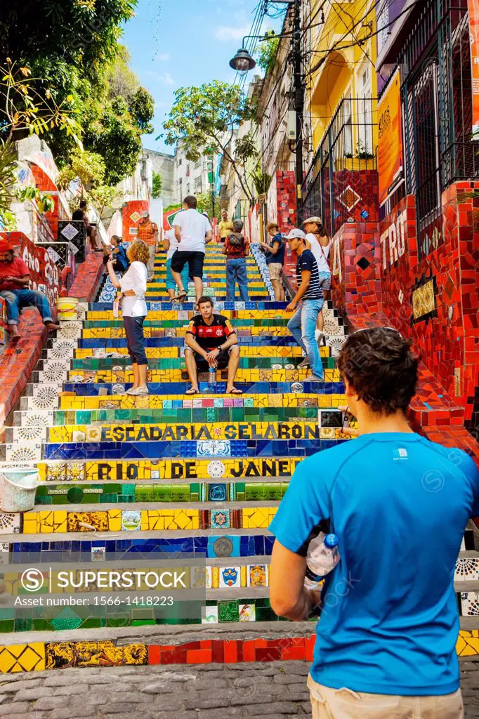 Escadaria Selaron stairs, Lapa district, Rio de Janeiro, Brazil