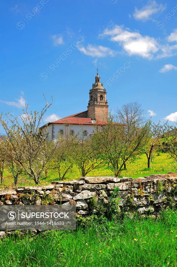 Ozaeta village and Church, Alava, Basque Country, Spain, Europe