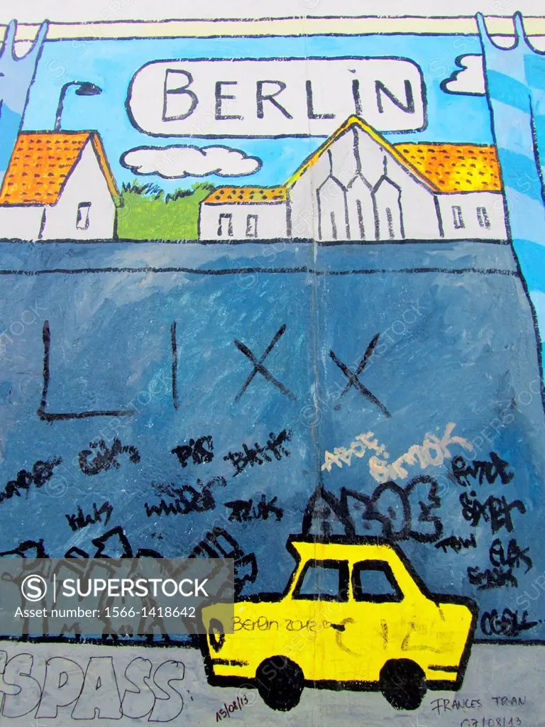 Berlin wall art. East side gallery. East Berlin, Germany, Europe.