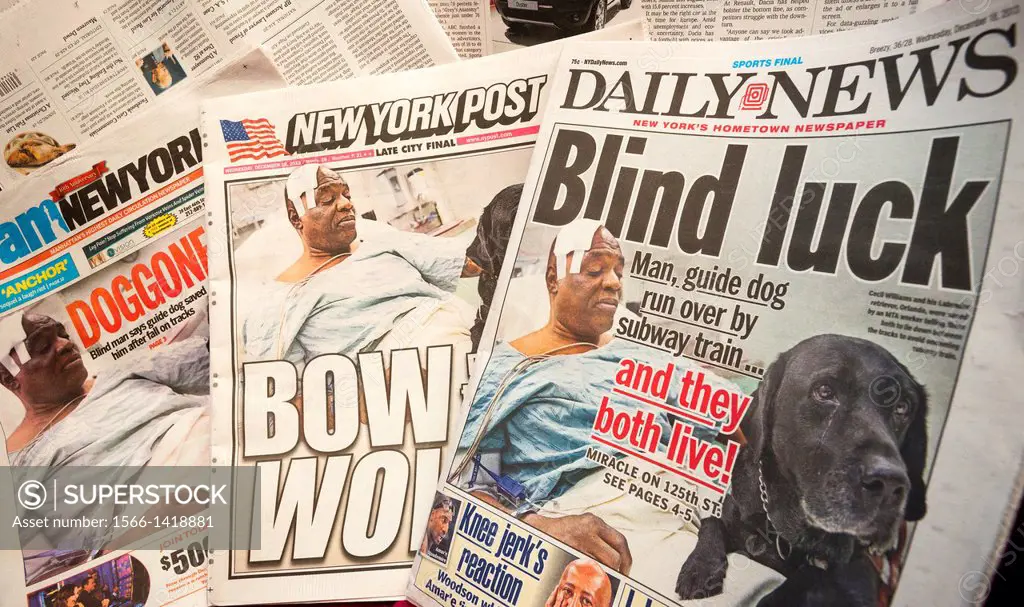 The covers of the New York tabloids on Wednesday, December 18, 2013 all run the same Associated Press photograph of Cecil Williams in his hospital bed...