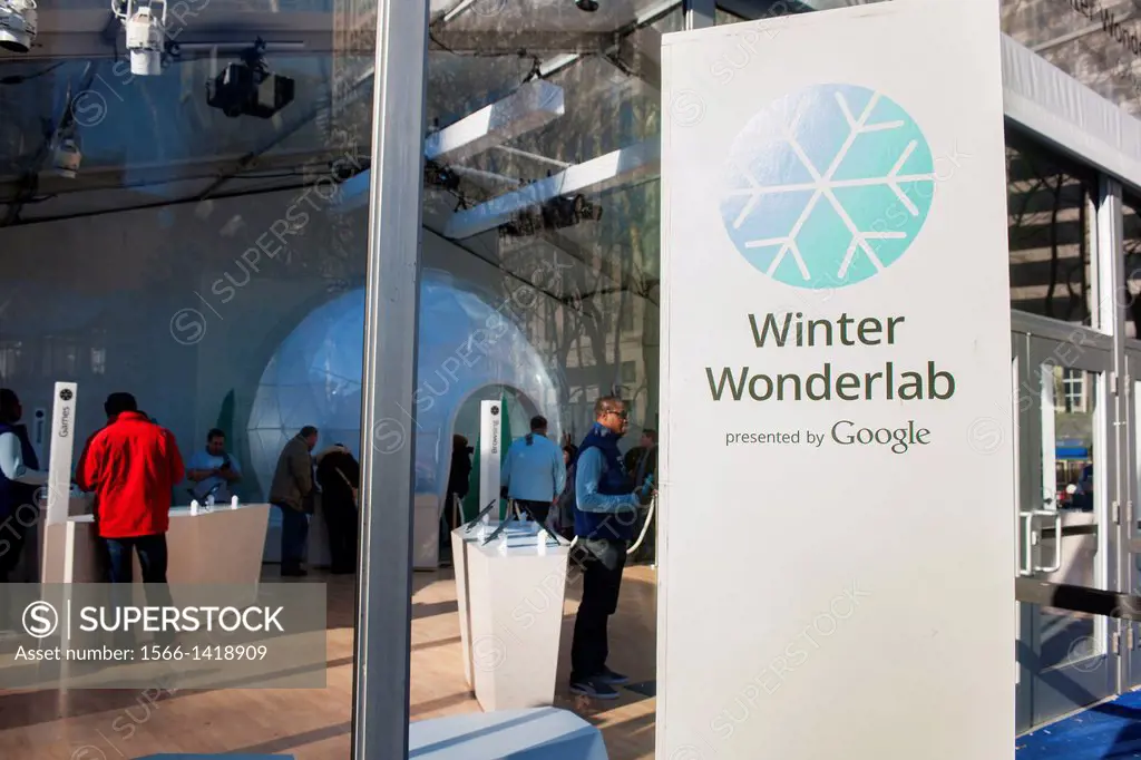 Google´s Winter Wonderlab pop-up in Bryant Park in New York. The minimalist store, one of six Google has set up around the country to hawk its product...