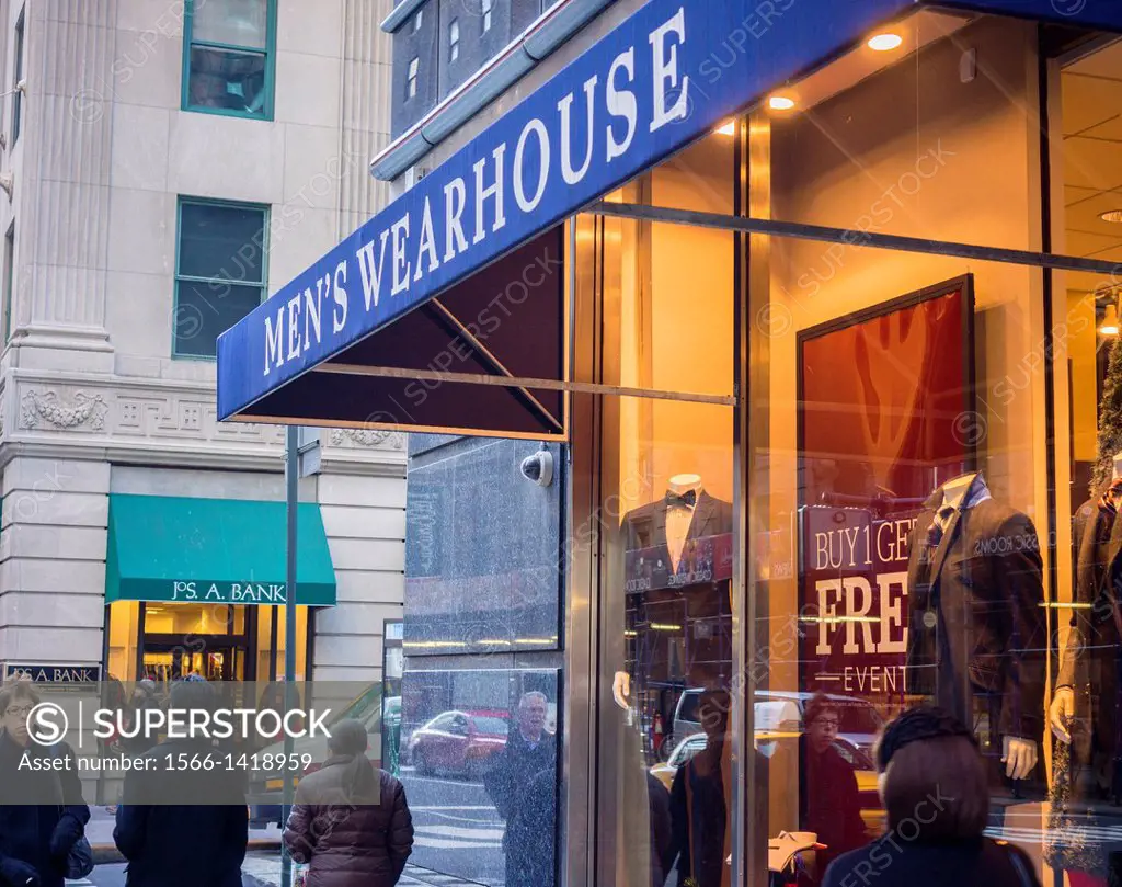 A Jos. A. Bank Clothiers and a Men´s Wearhouse clothing stores are seen in New York. Jos. A. Bank Clothiers has rejected an offer from rival Men´s Wea...