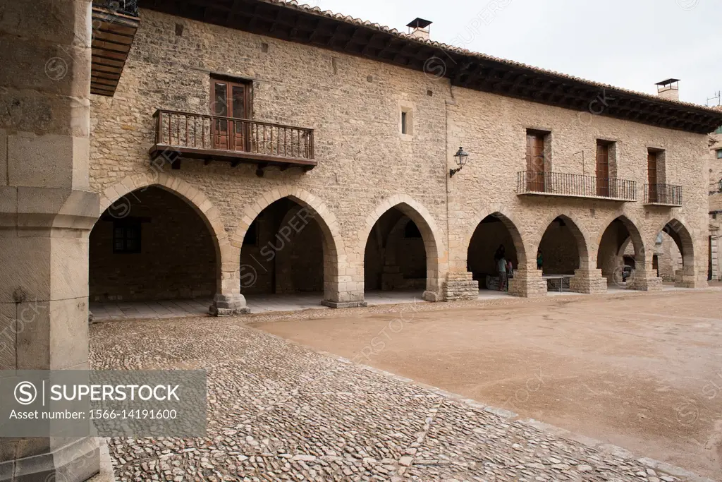 Cantavieja, Plaza de Cristo Rey. Alto Maestrazgo capital. Teruel province, Aragon, Spain.
