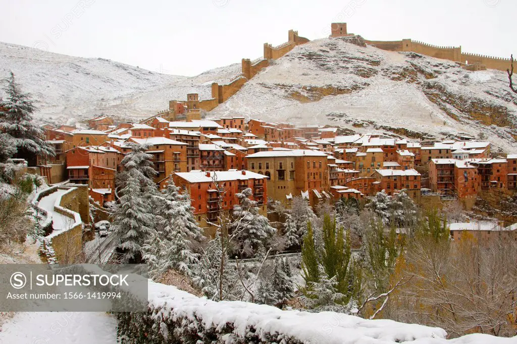 Albarracin in Teruel covered by snow