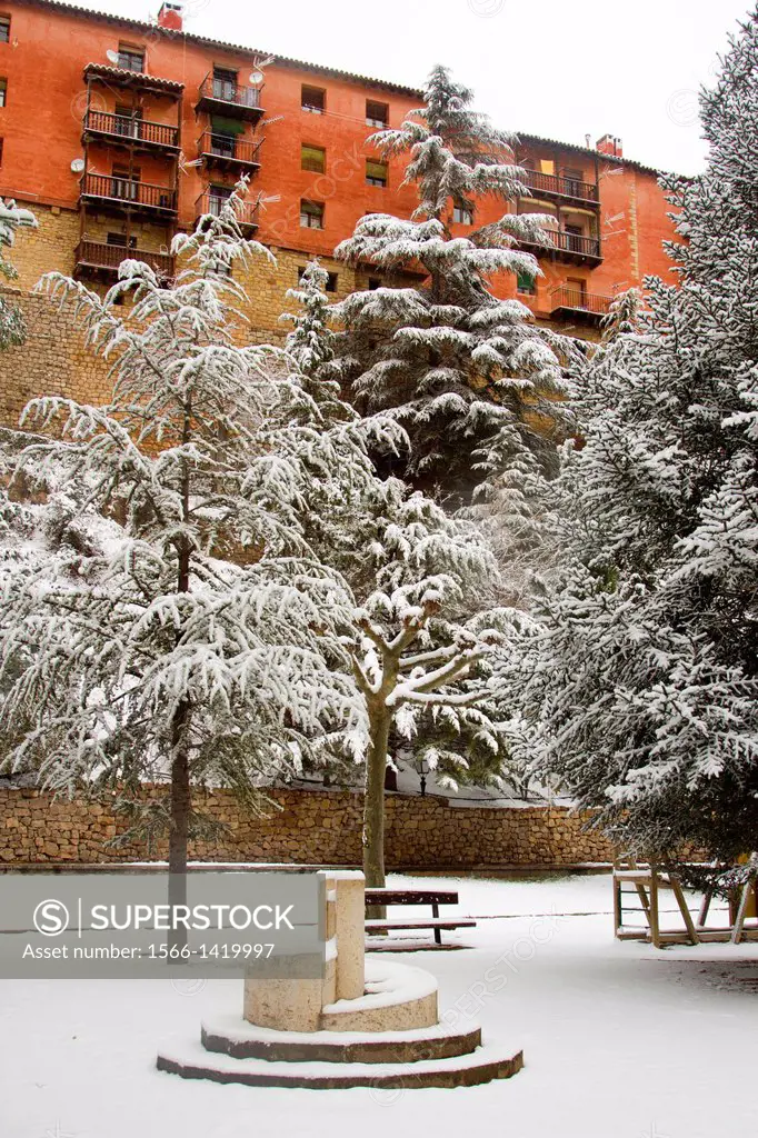 Albarracin in Teruel covered by snow