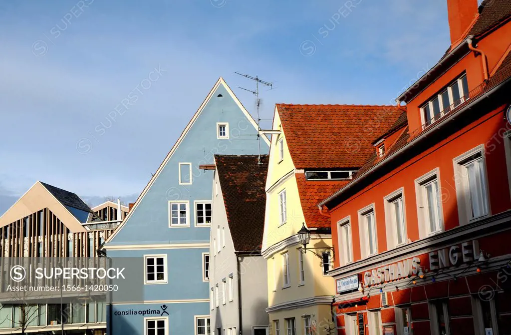 New buildings on the Schrannenplatz in Memmingen / Bavaria