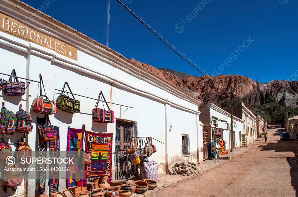 Store of regional products in a street of Purmamarca, Province of Jujuy, Argentina.