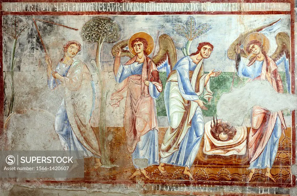 Mural painting, abbey church, Sant Angelo in Formis, Campania, Italy.