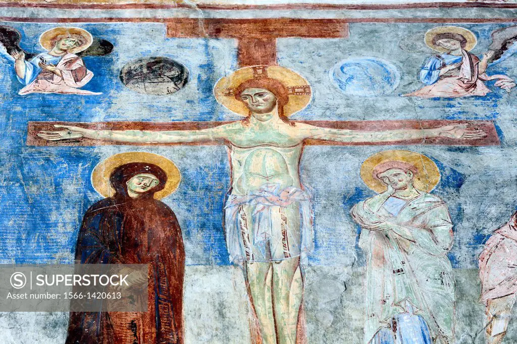 Mural painting, abbey church, Sant Angelo in Formis, Campania, Italy.