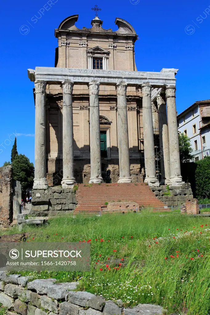 Temple of Antoninus and Faustina, Roman Forum, Rome, Italy.