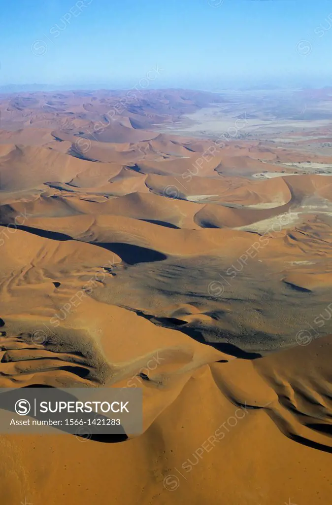 Aerial view of Namib-Naukluft NP desert near Sossusvlei, Namibia, Africa.