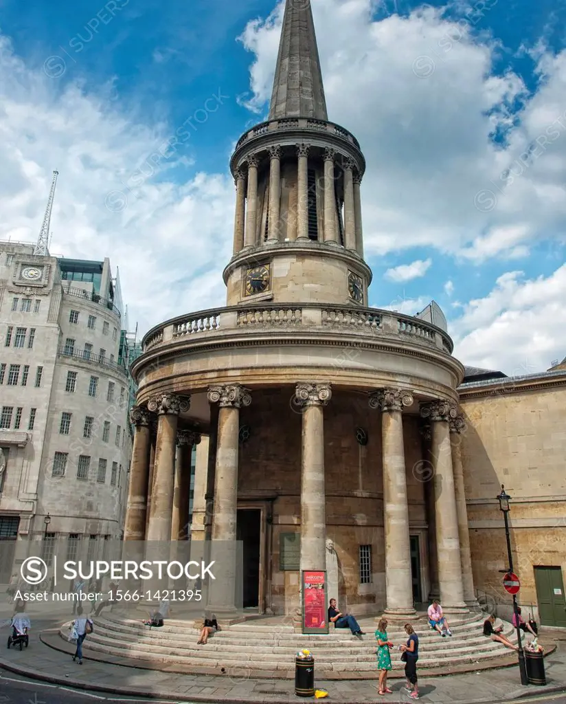 All Souls Church designed by John Nash on Langham Place - London - UK