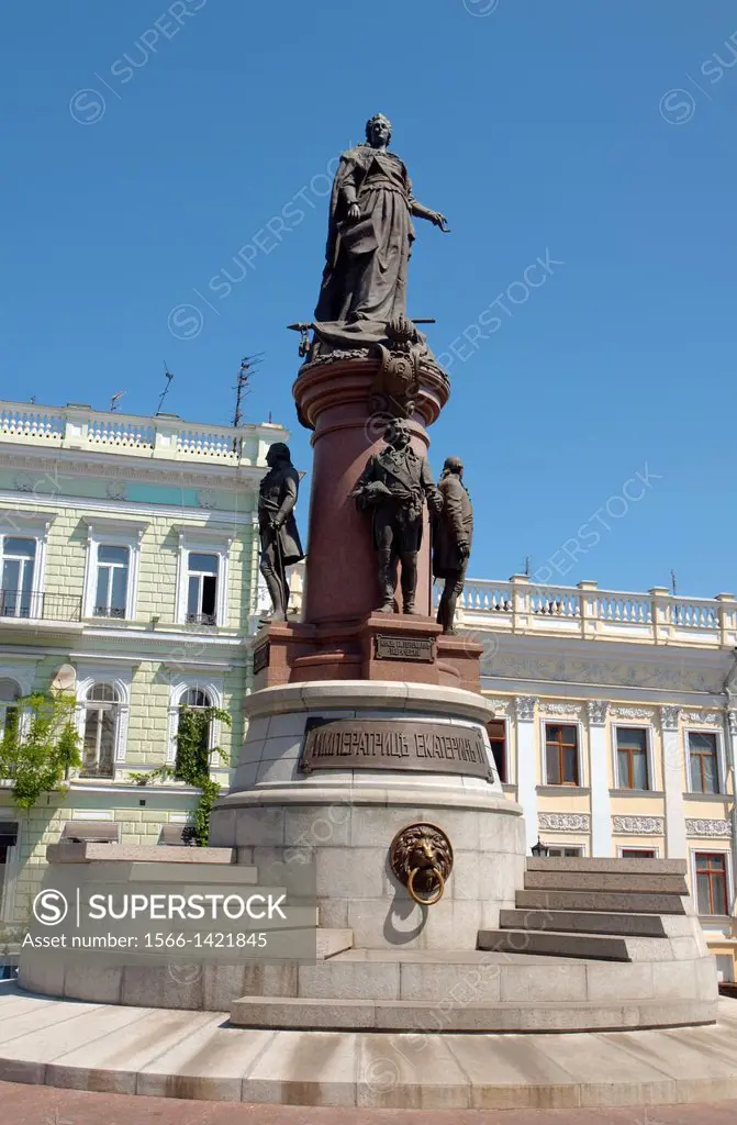 Bronze monument of Catherine the Great, empress of Russia, Odessa, Ukraine, Europe.