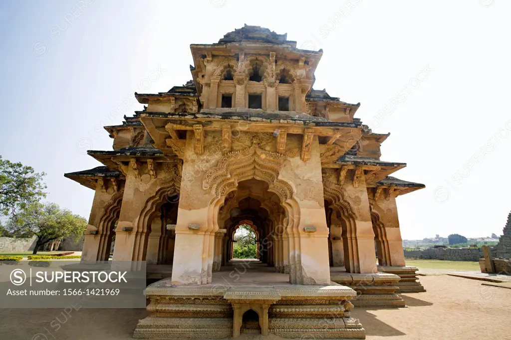 Lotus Mahal, General View of Facade. Hampi, Karnataka India.