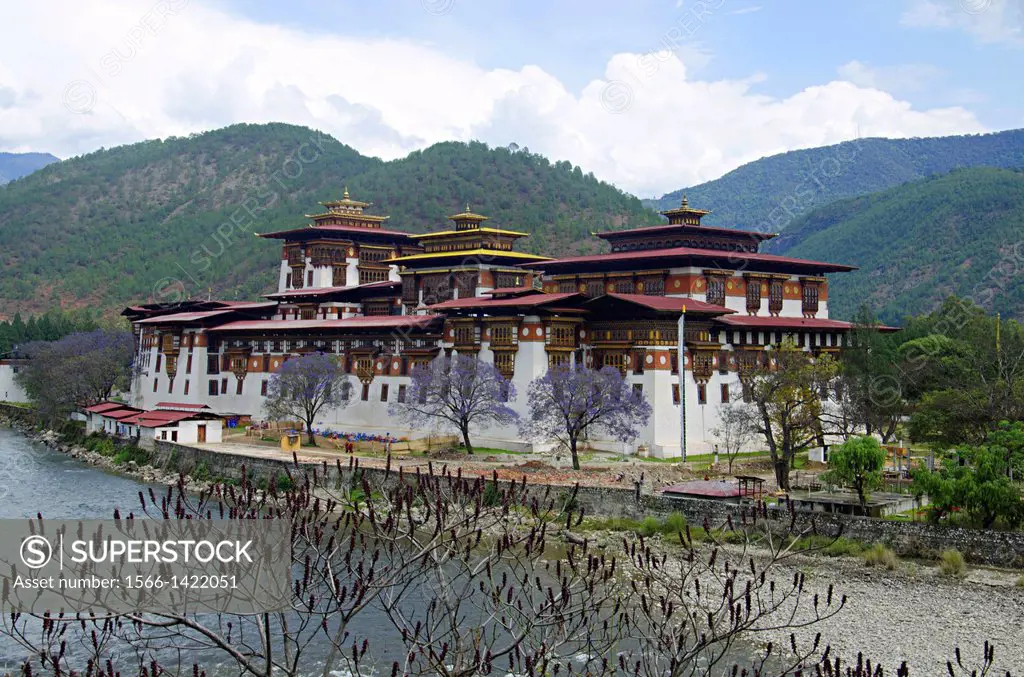 Pungtang Dechen Photrang Dzong or palace of great bliss. Closer View. Administrative centre. Punakha Dzong, Bhutan.